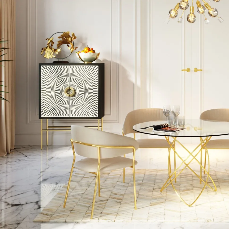 Armlehnstuhl Belle Velvet Creme (2/Set)