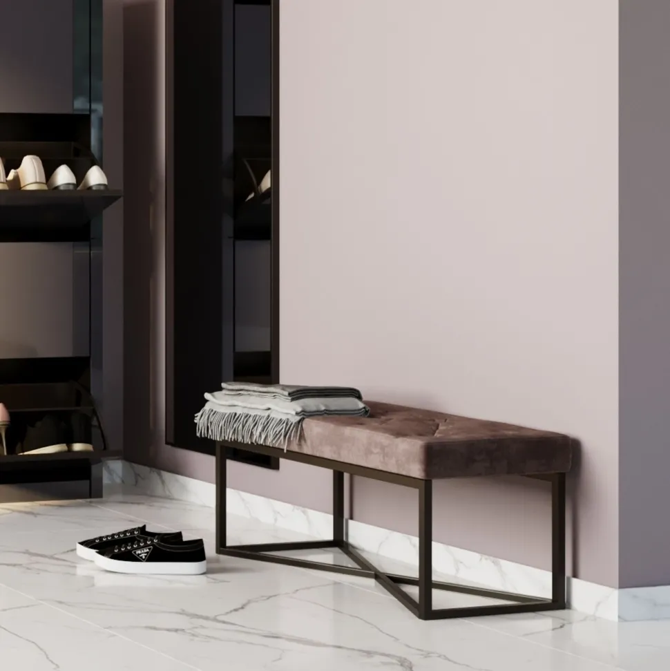 Bank Crossover Grau Schwarz 150x40cm