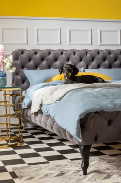 Bett Desire Velvet Silbergrau 160x200 cm