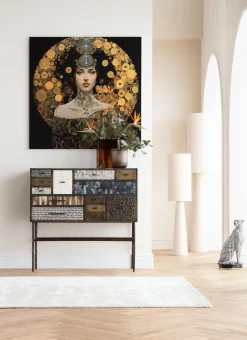 Bild Glas Art Nouveau Lady 3D 120x120cm