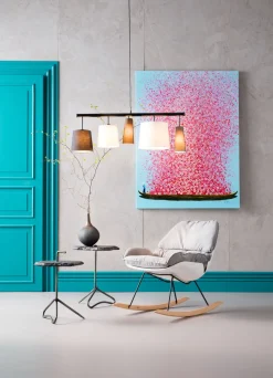 Bild Touched Flower Boat Blau Pink 120x160cm