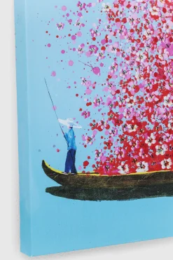 Bild Touched Flower Boat Blau Pink 80x100cm