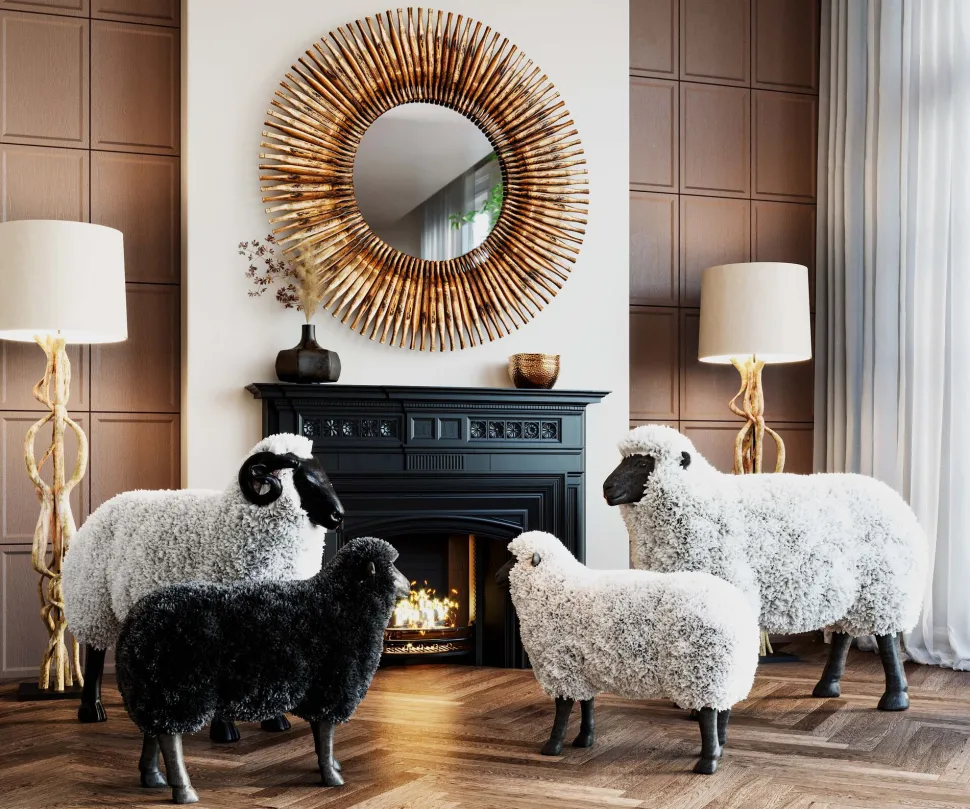 Deko Figur Bathilde Ram Weiß 78cm