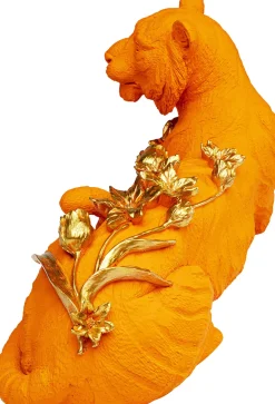 Deko Figur Flower Leopard Orange 26cm