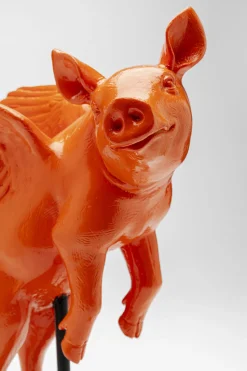 Deko Figur Flying Pig Orange 29cm