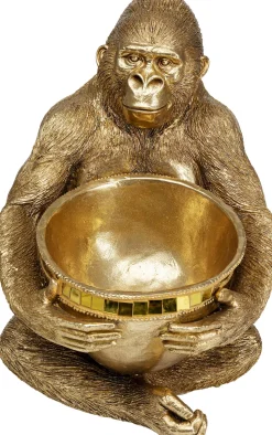 Deko Figur Gorilla Holding Bowl Gold 41cm