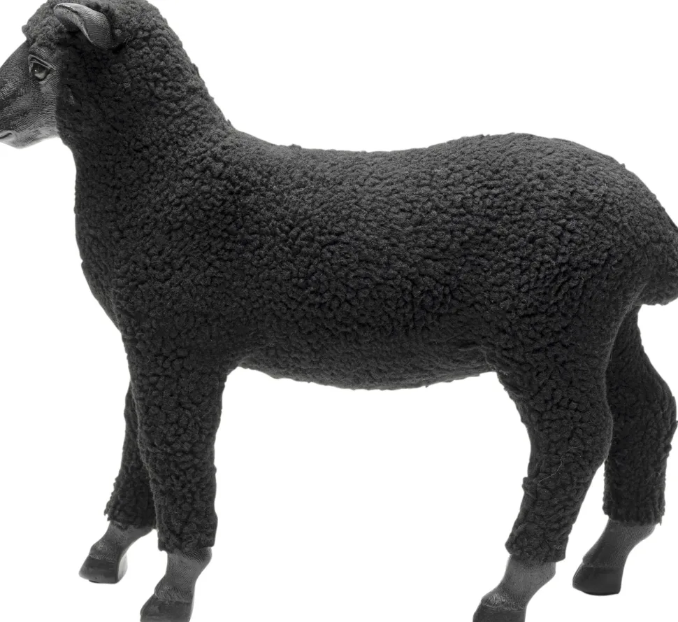 Deko Figur Happy Sheep Wool Schwarz 37cm