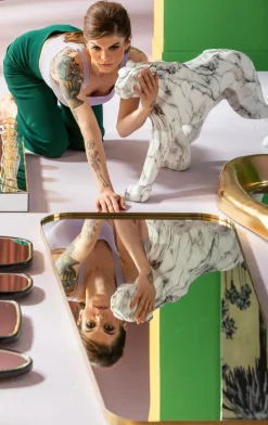 Deko Figur Leopard Marble 95cm