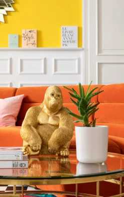 Deko Figur Monkey Gorilla Side Medium Gold 39cm