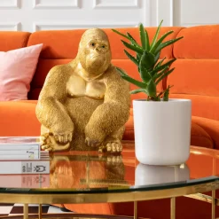 Deko Figur Monkey Gorilla Side Medium Gold 39cm