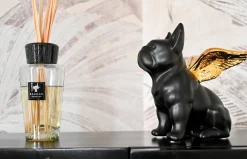Deko Figur Sitting Angel Dog Gold-Schwarz