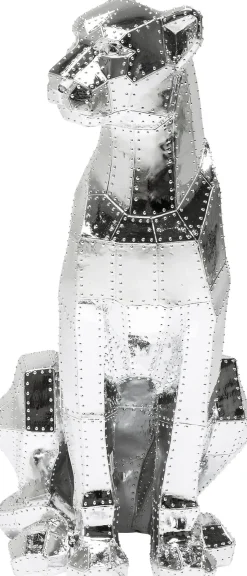 Deko Figur Sitting Cat Rivet Chrome 82cm