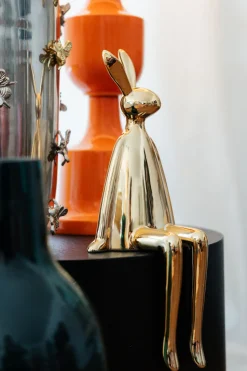 Deko Figur Sitting Rabbit Gold 35cm