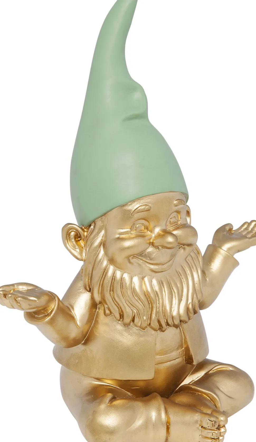 Deko Figur Zwerg Meditation Gold Grün 19cm