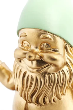 Deko Figur Zwerg Meditation Gold Grün 19cm