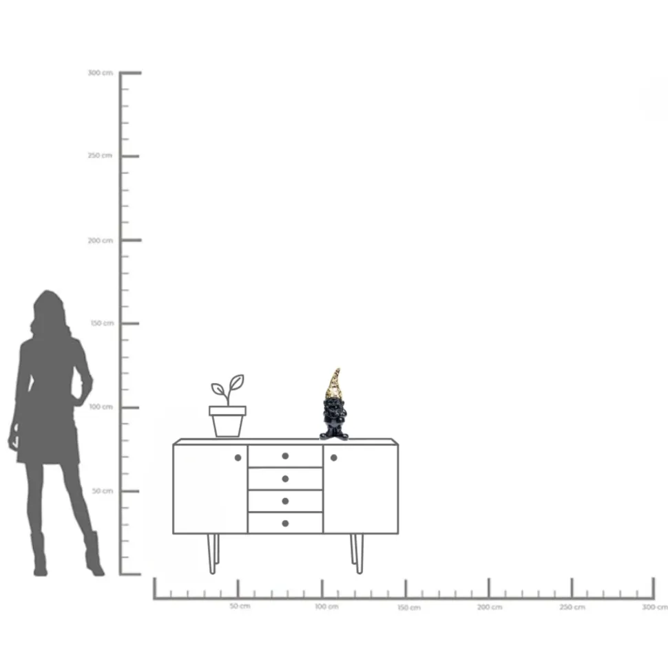 Deko Figur Zwerg Standing Schwarz Gold 46cm