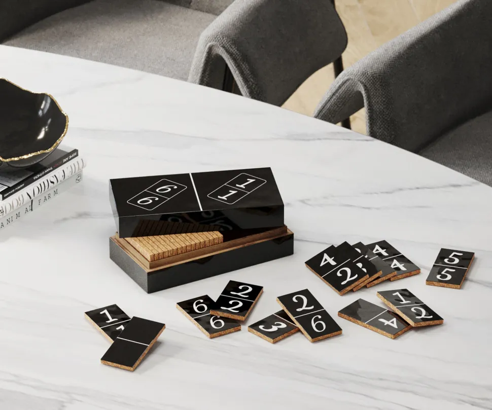 Deko Objekt Domino Schwarz 24x7cm