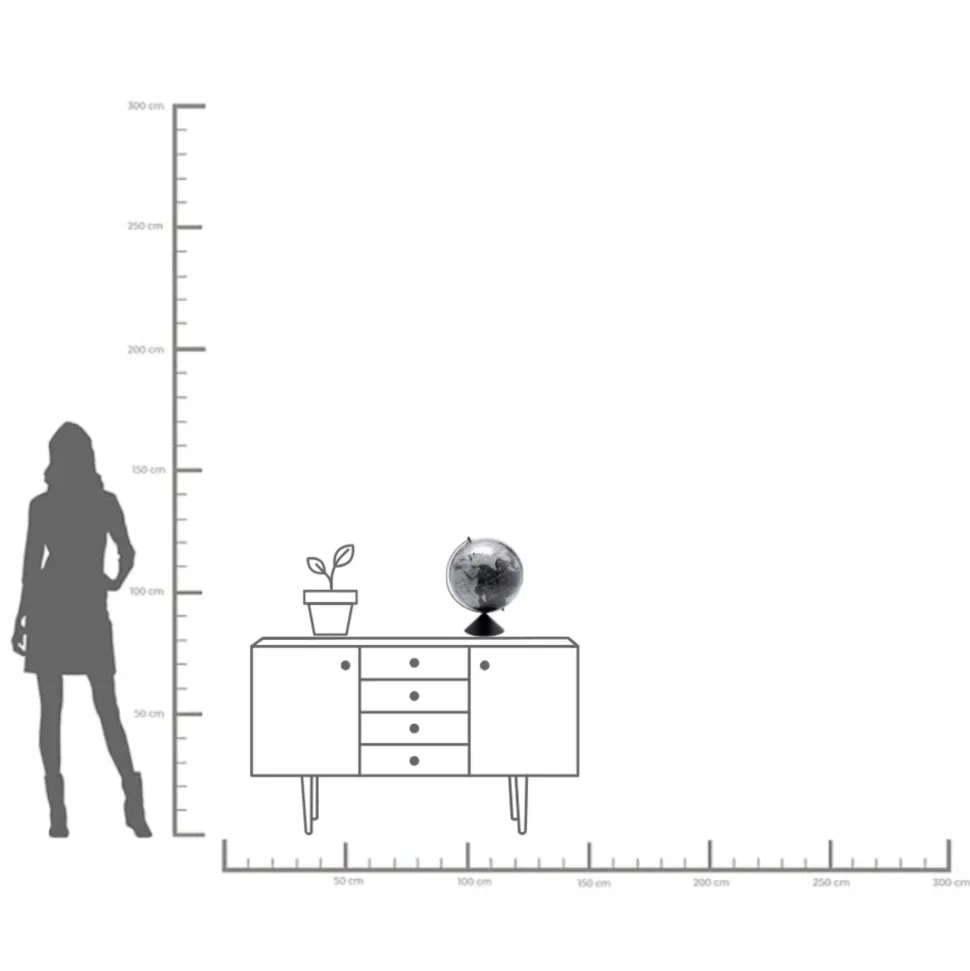 Deko Objekt Globe Top Schwarz 40cm