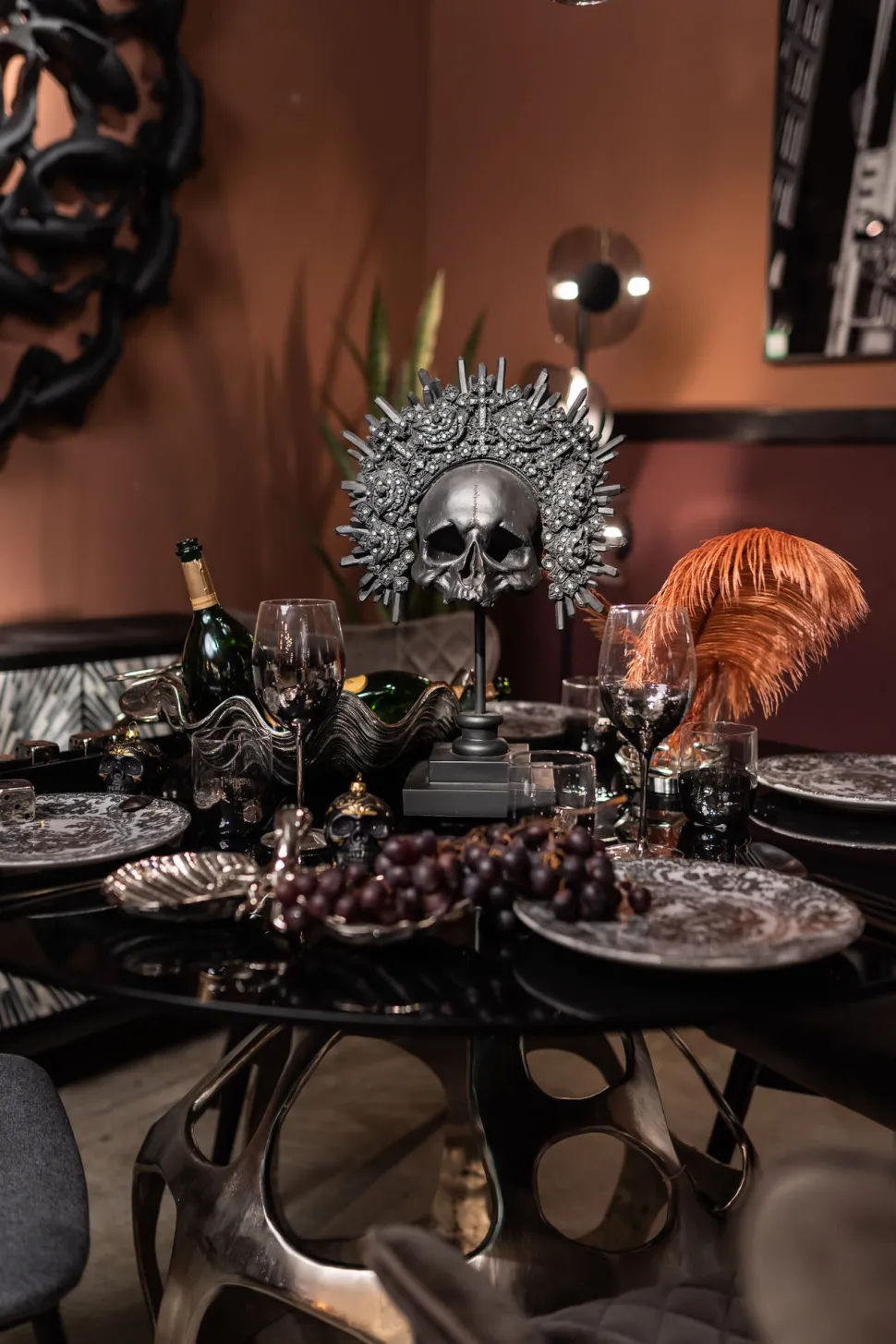 Deko Objekt King Skull Schwarz 49cm