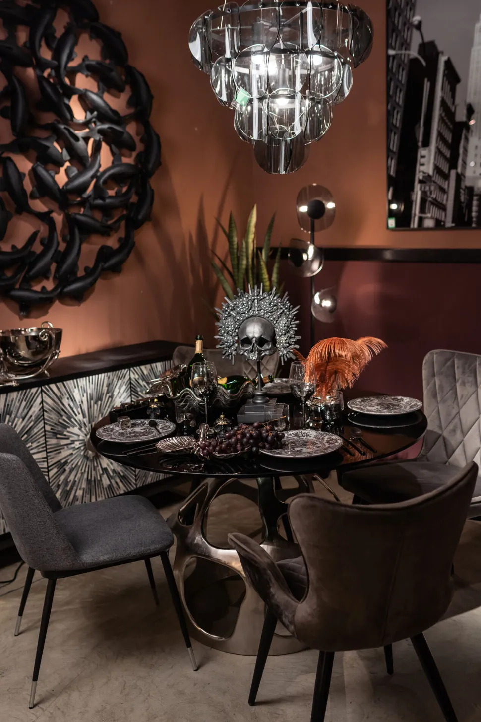 Deko Objekt King Skull Schwarz 49cm