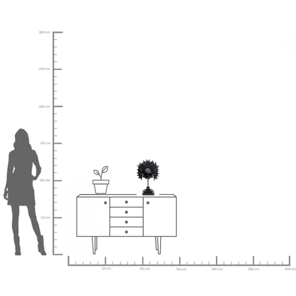 Deko Objekt King Skull Schwarz 49cm