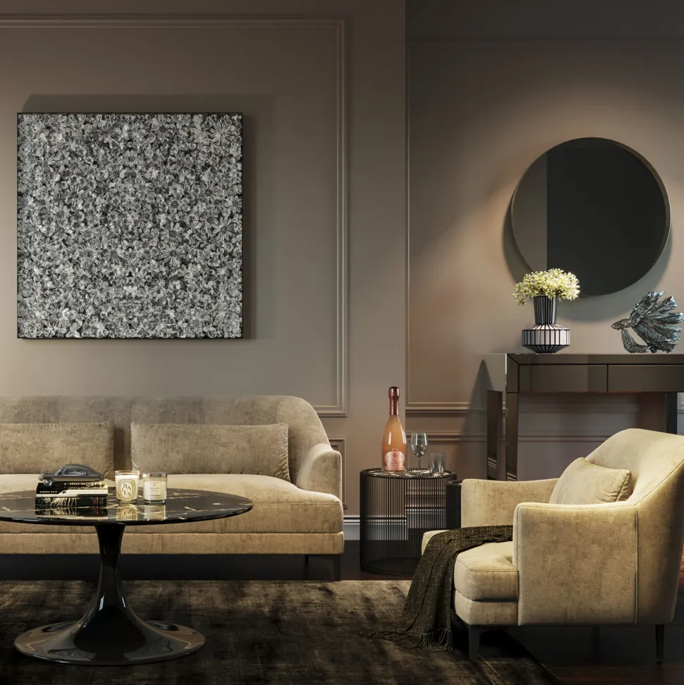 Deko Rahmen Silver Flower 100x100cm