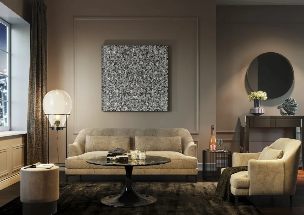 Deko Rahmen Silver Flower 100x100cm