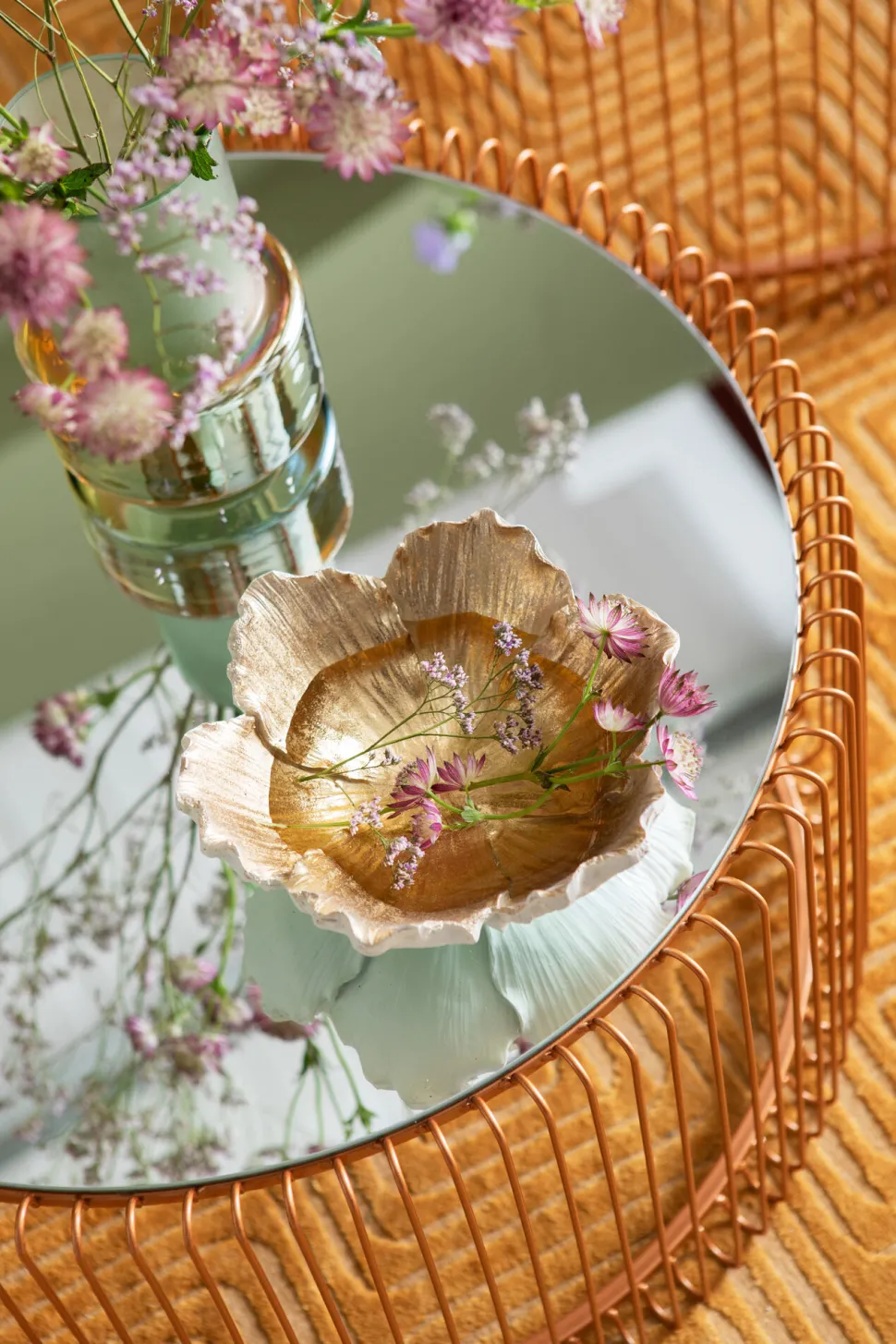 Deko Schale Flower Bloom Creme Gold Ø20cm