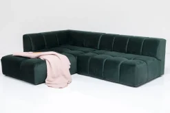 Ecksofa Belami Velvet Dunkelgrün Links 265cm