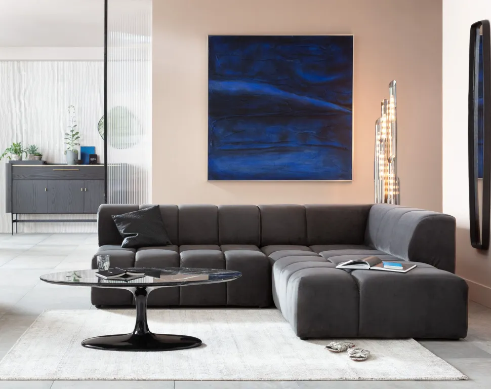 Ecksofa Belami Velvet Grau Rechts