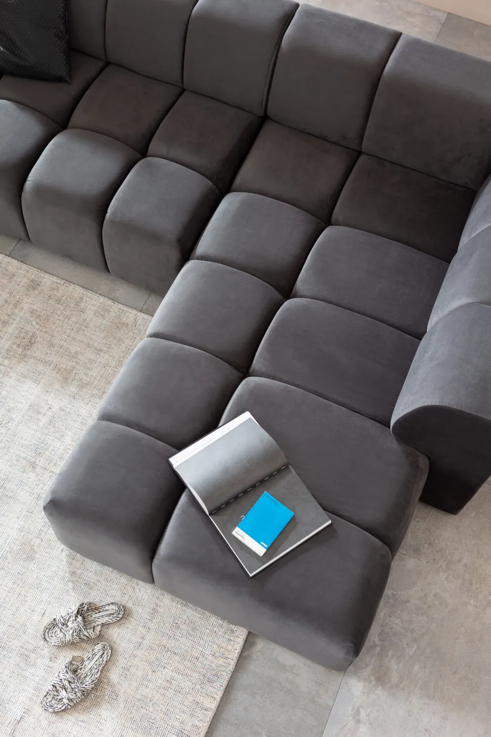 Ecksofa Belami Velvet Grau Rechts