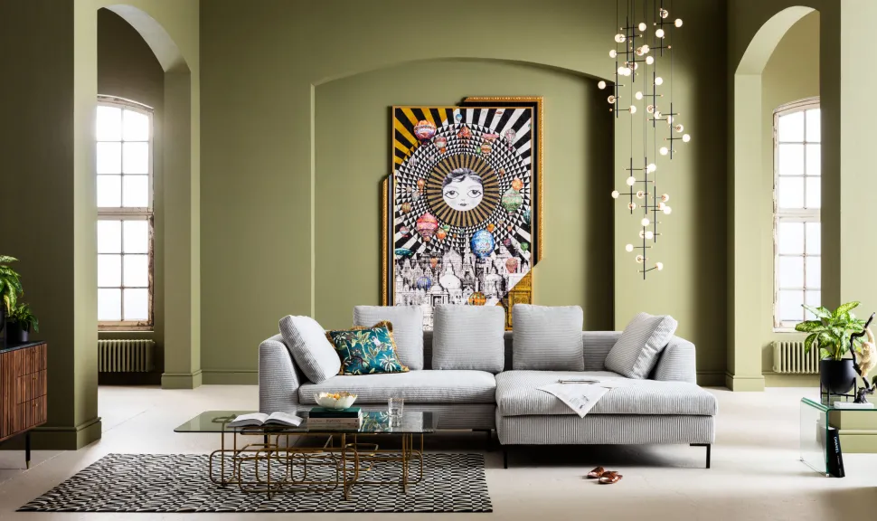 Ecksofa Gianni Cord Grau Rechts