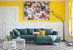 Ecksofa Gianni Velvet Dunkelgrün Rechts Schwarz