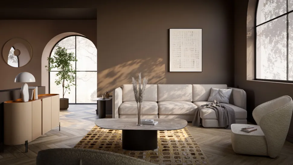 Ecksofa Karma Creme Rechts