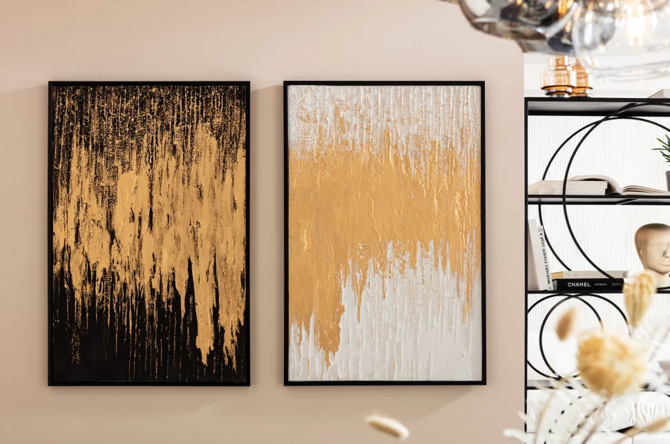 Gerahmtes Bild Abstract Schwarz 80x120cm