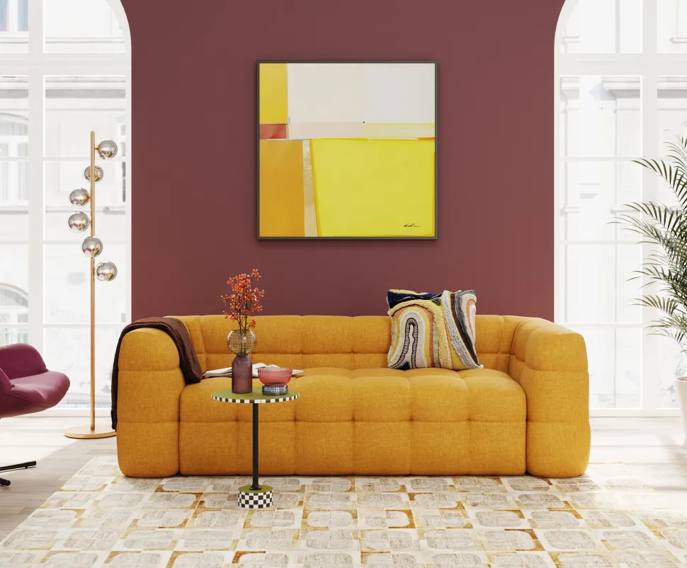 Gerahmtes Bild Abstract Shapes Gelb 113x113cm