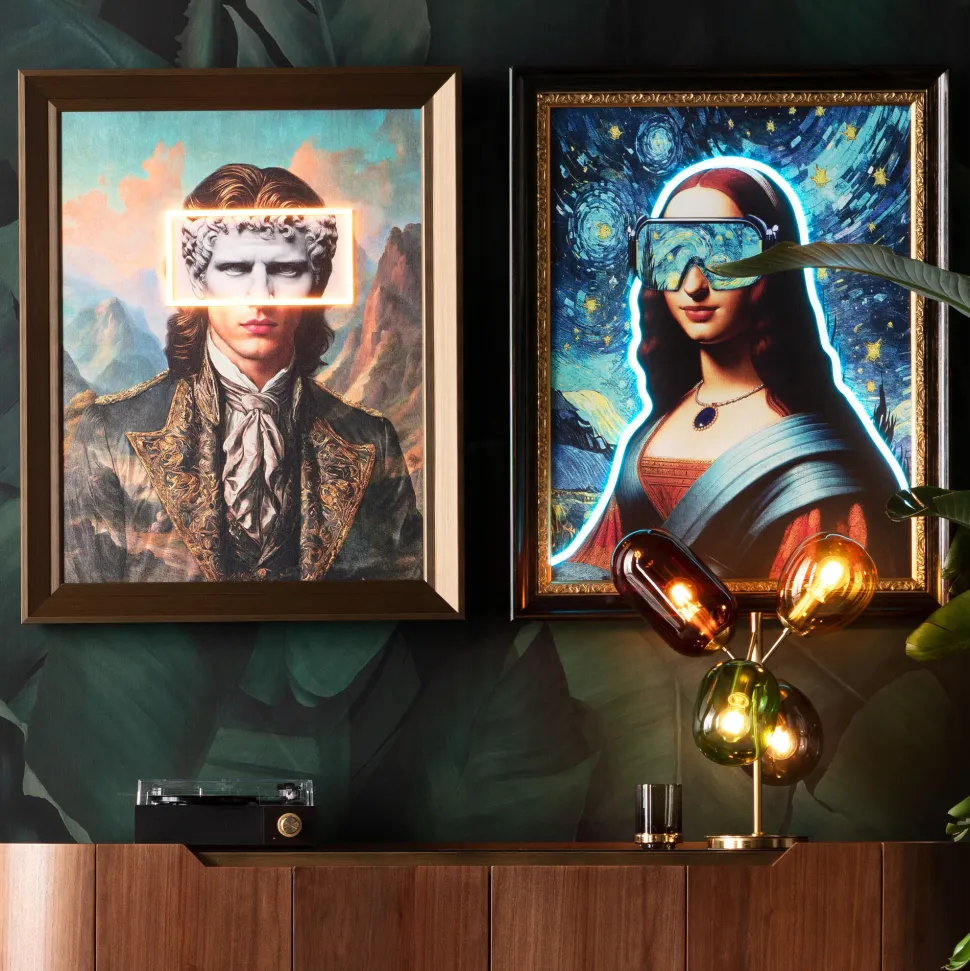 Gerahmtes Bild LED Art Gentleman 80x100cm