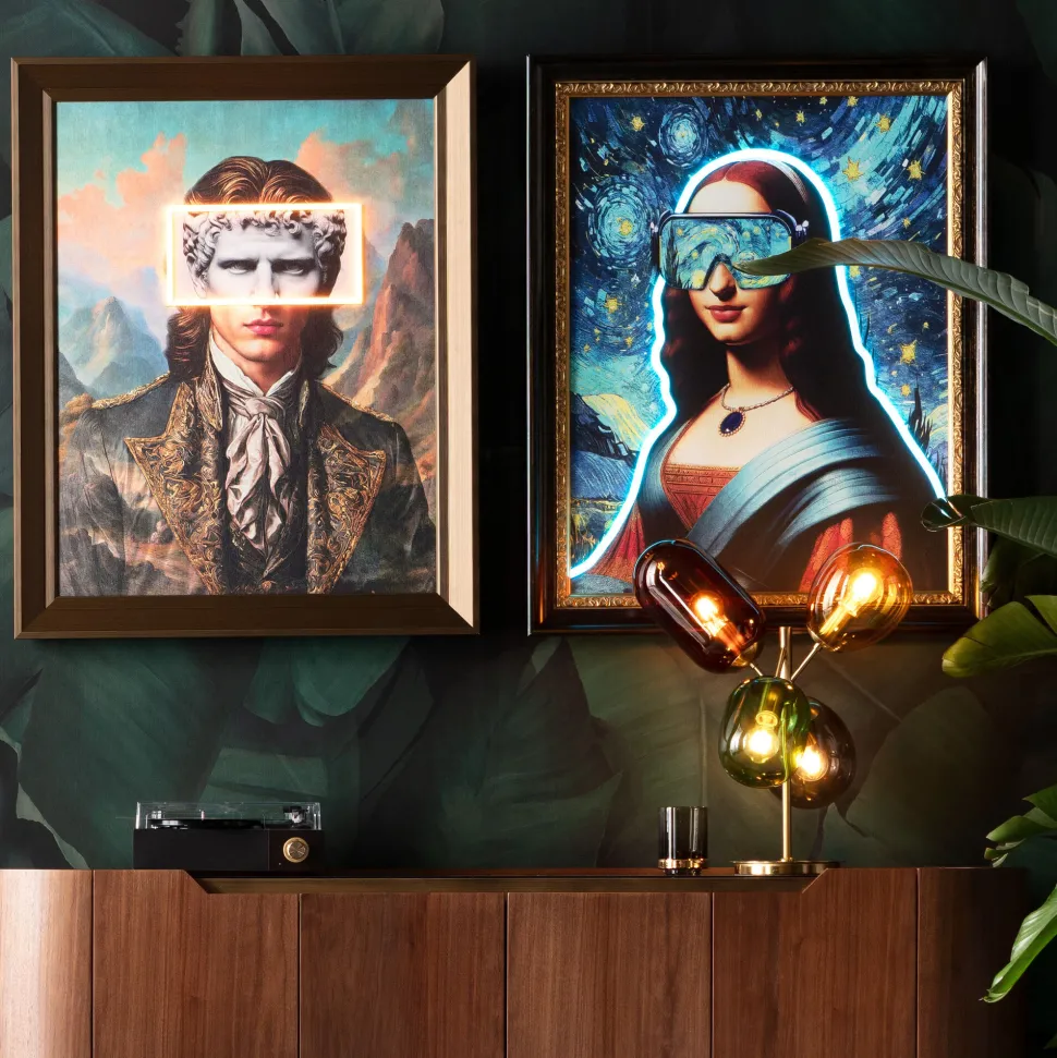 Gerahmtes Bild LED Art Lady 80x100cm