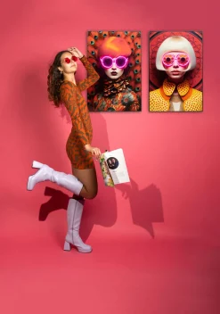 Gerahmtes Bild LED Fancy Blonde Lady 120x80cm