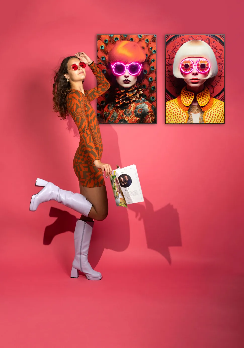 Gerahmtes Bild LED Fancy Blonde Lady 120x80cm