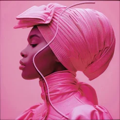 Gerahmtes Bild Pink Woman LED 80x80cm