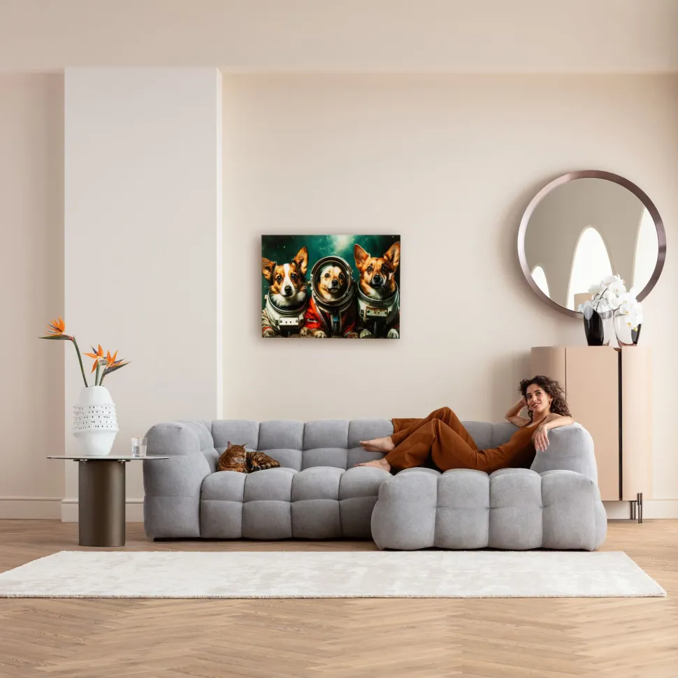 Glasbild Astronauts Dogs 80x60cm