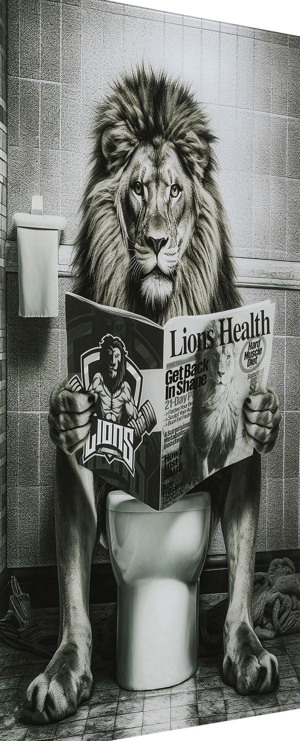 Glasbild Bath Lion 60x80cm