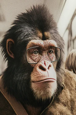 Glasbild Commuter Monkey 60x60cm