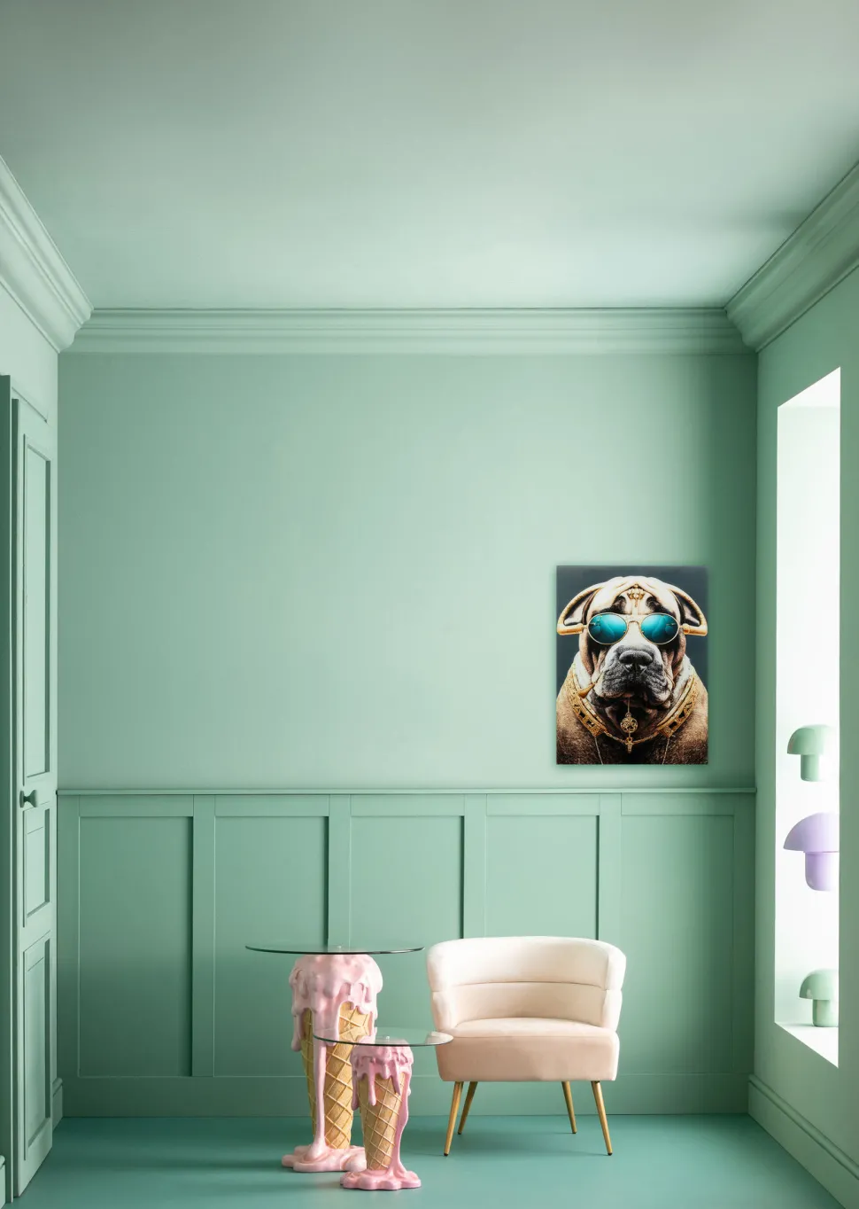 Glasbild Fashion Dog 60x80cm