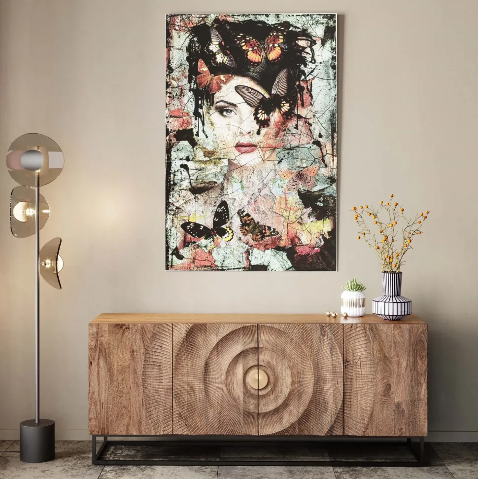 Glasbild Lady Butterfly 100x150cm