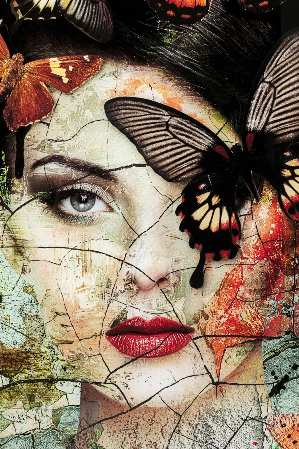 Glasbild Lady Butterfly 100x150cm