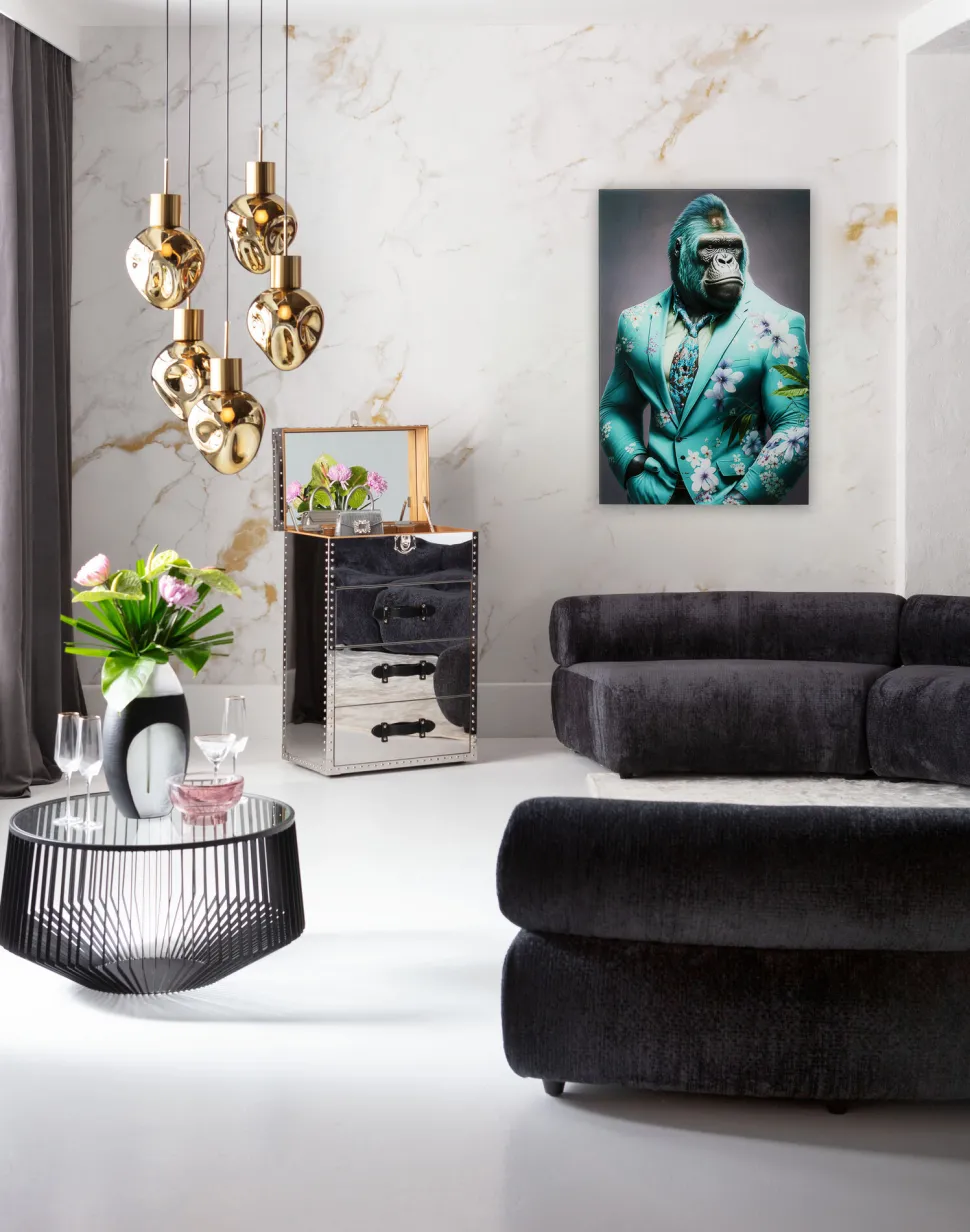 Glasbild Mister Gorilla Blau 60x90cm