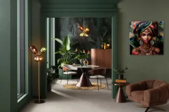 Glasbild Muse Peacock 100x100cm