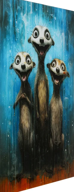Glasbild Singing Meerkats 60x80cm